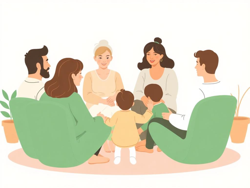 Adoptive parents in a supportive group conversation